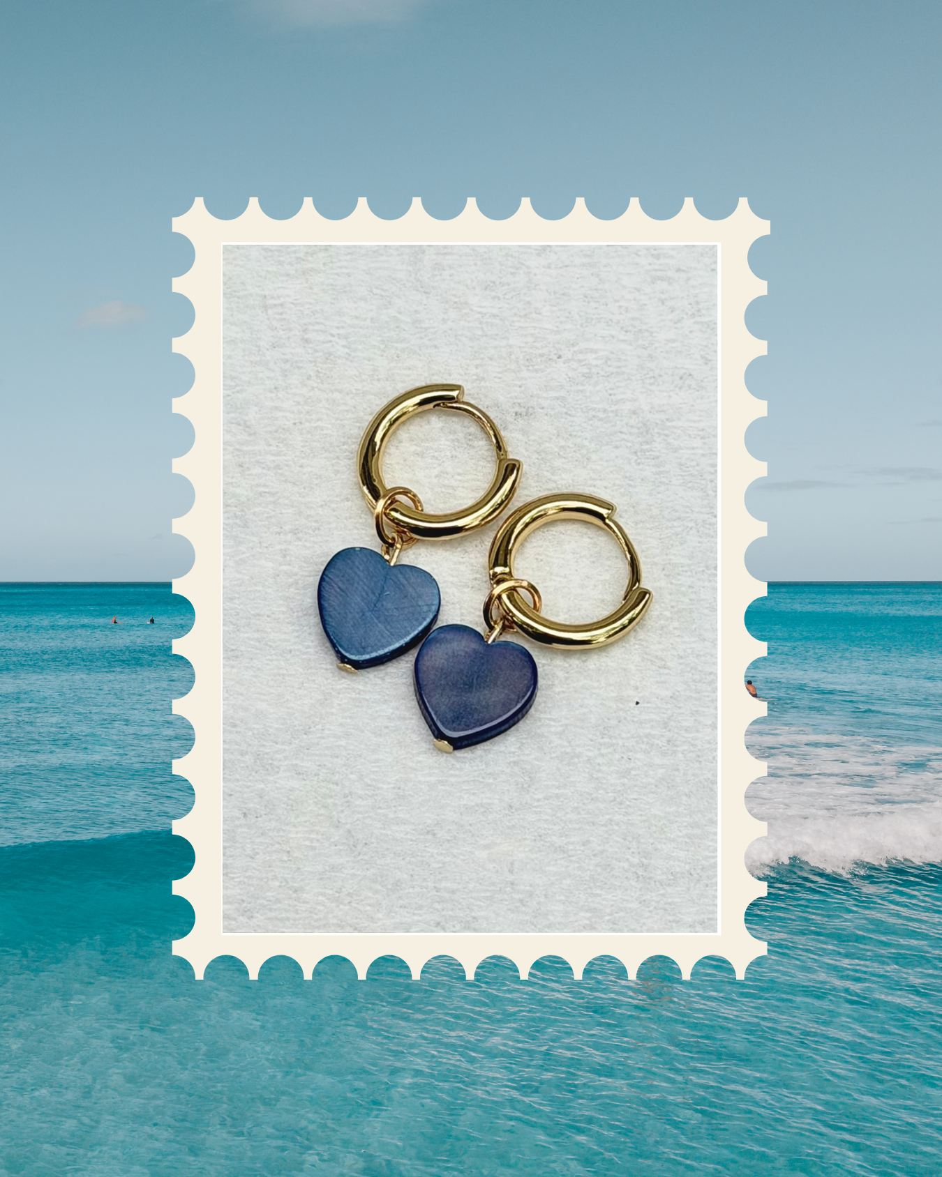 Indigo Heart Hoop Earrings