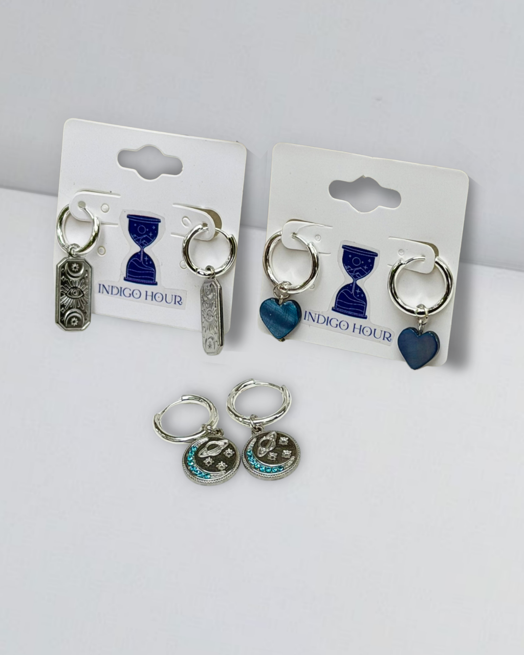 Indigo Heart Hoop Earrings