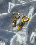 Iolite and Spectrolite 14mm Hoop Earrings - Gold