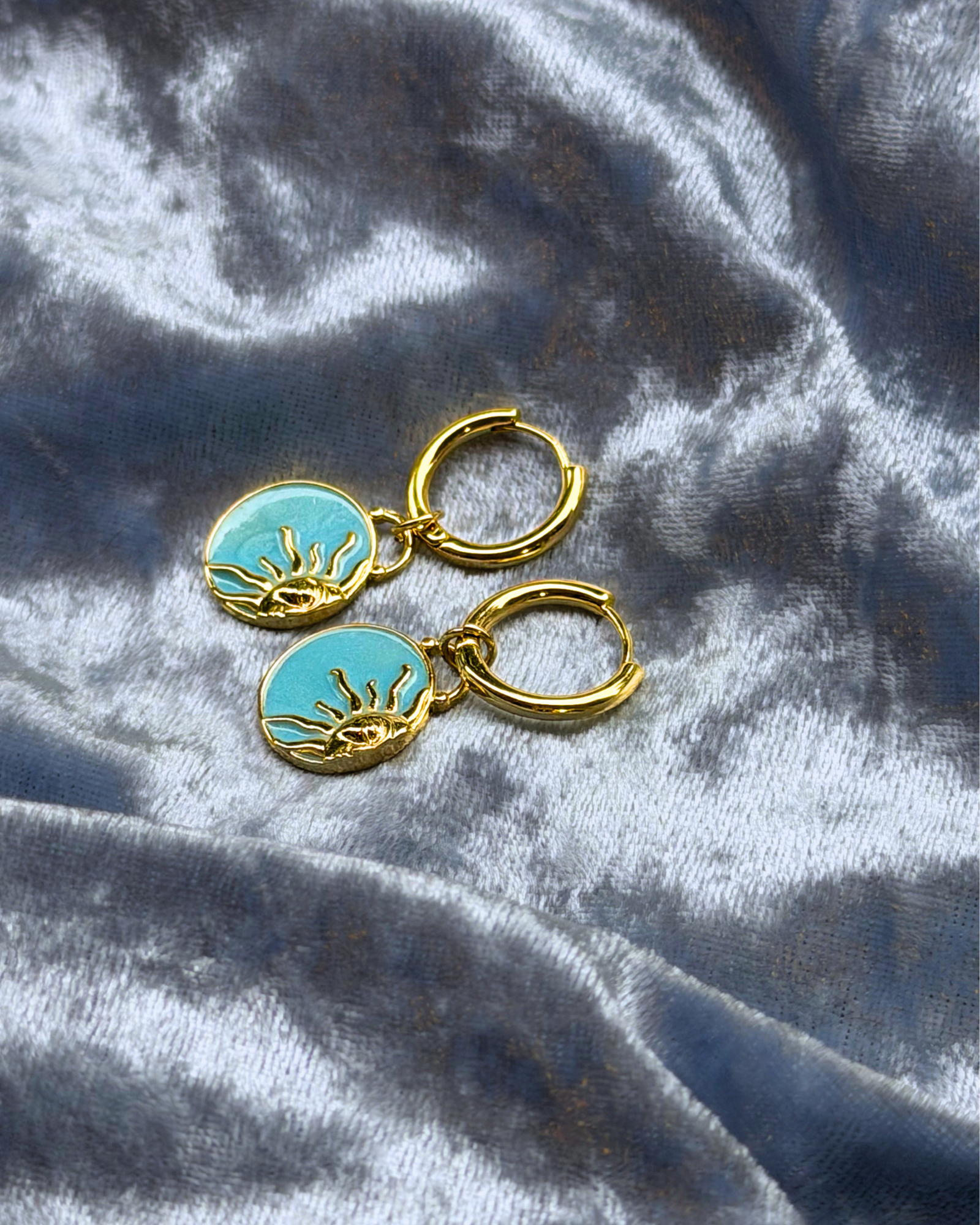 Blue Skies Gold Hoop earrings