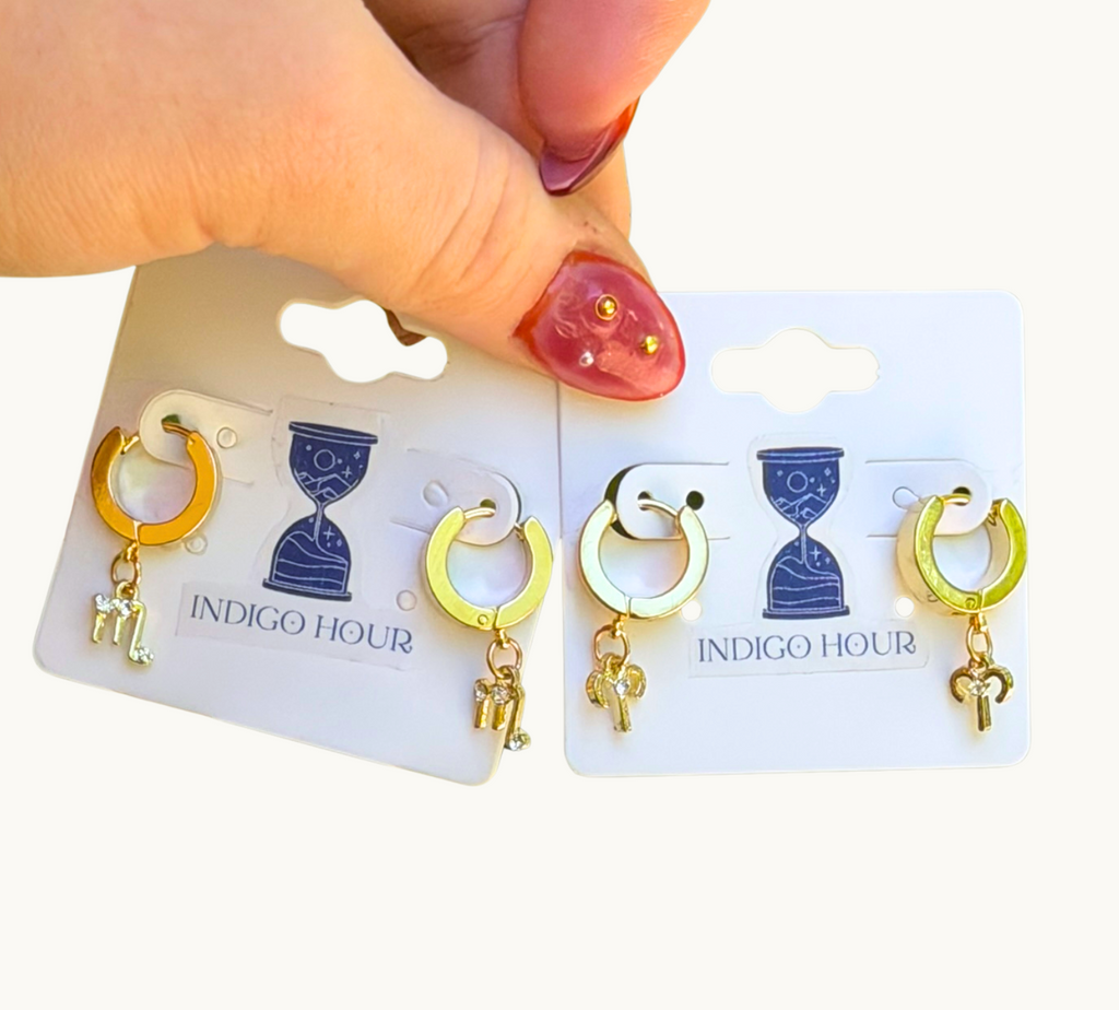 Golden Zodiac Hoops