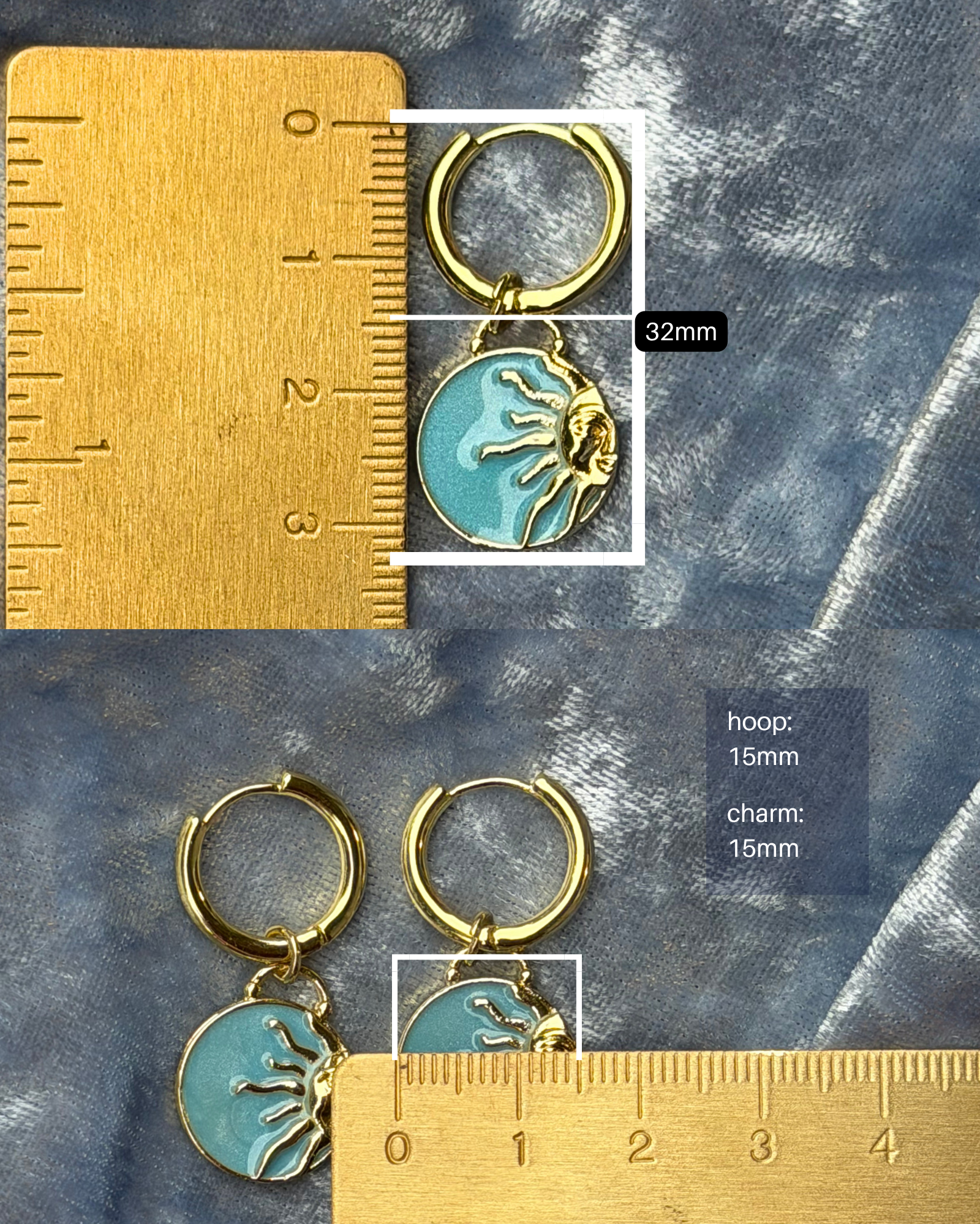 Blue Skies Gold Hoop earrings