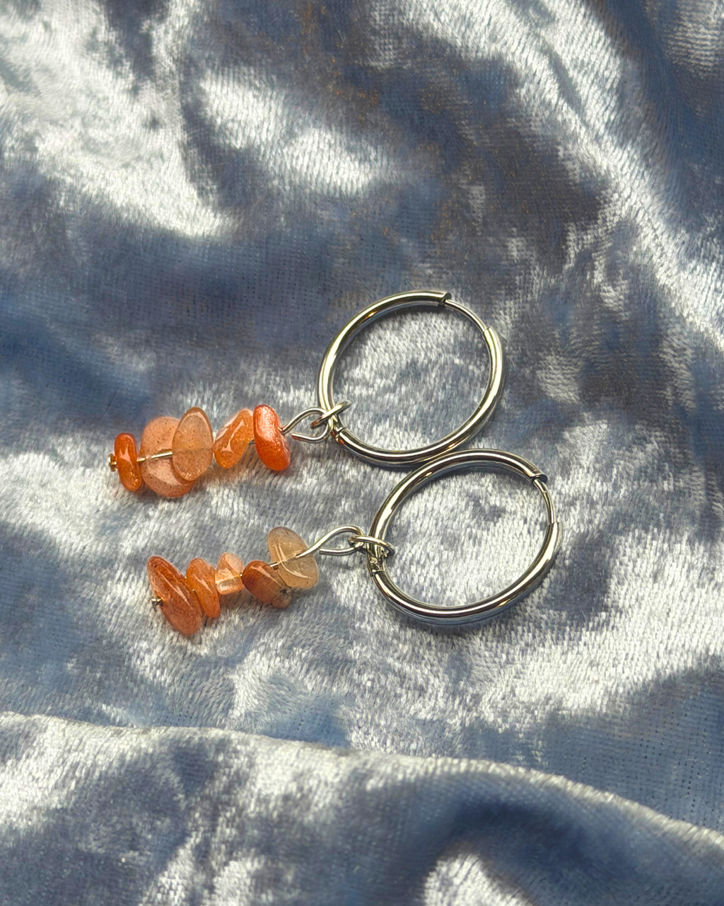 Silver 20mm Sandstone Chip Charm Earrings