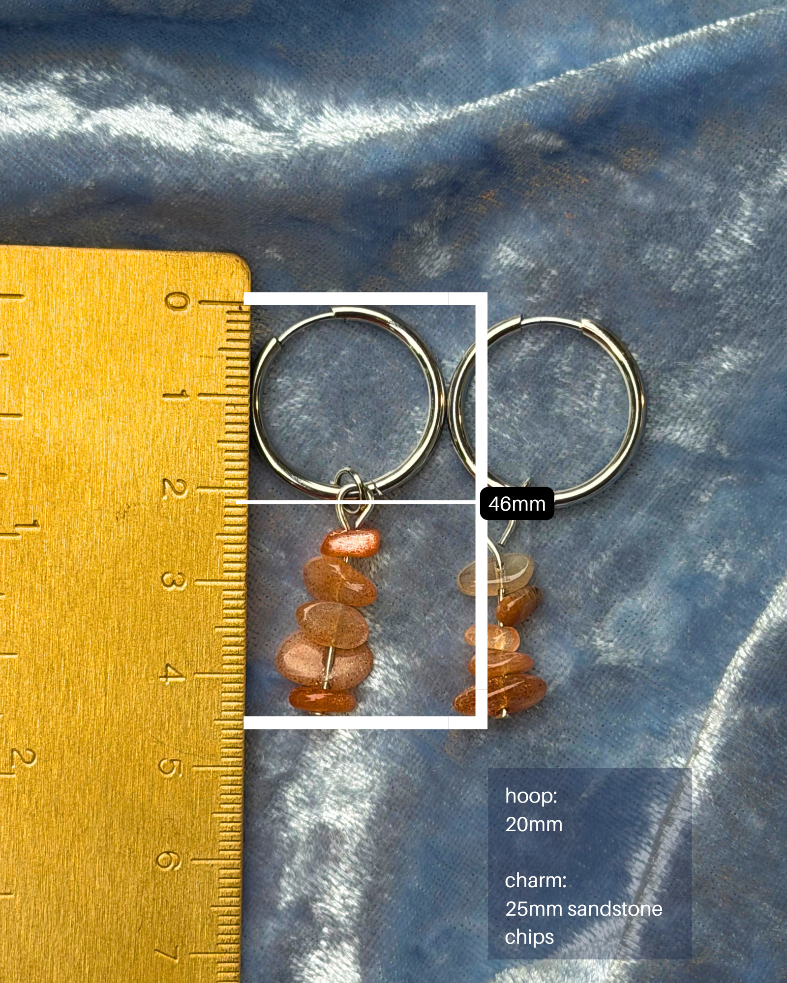 Silver 20mm Sandstone Chip Charm Earrings