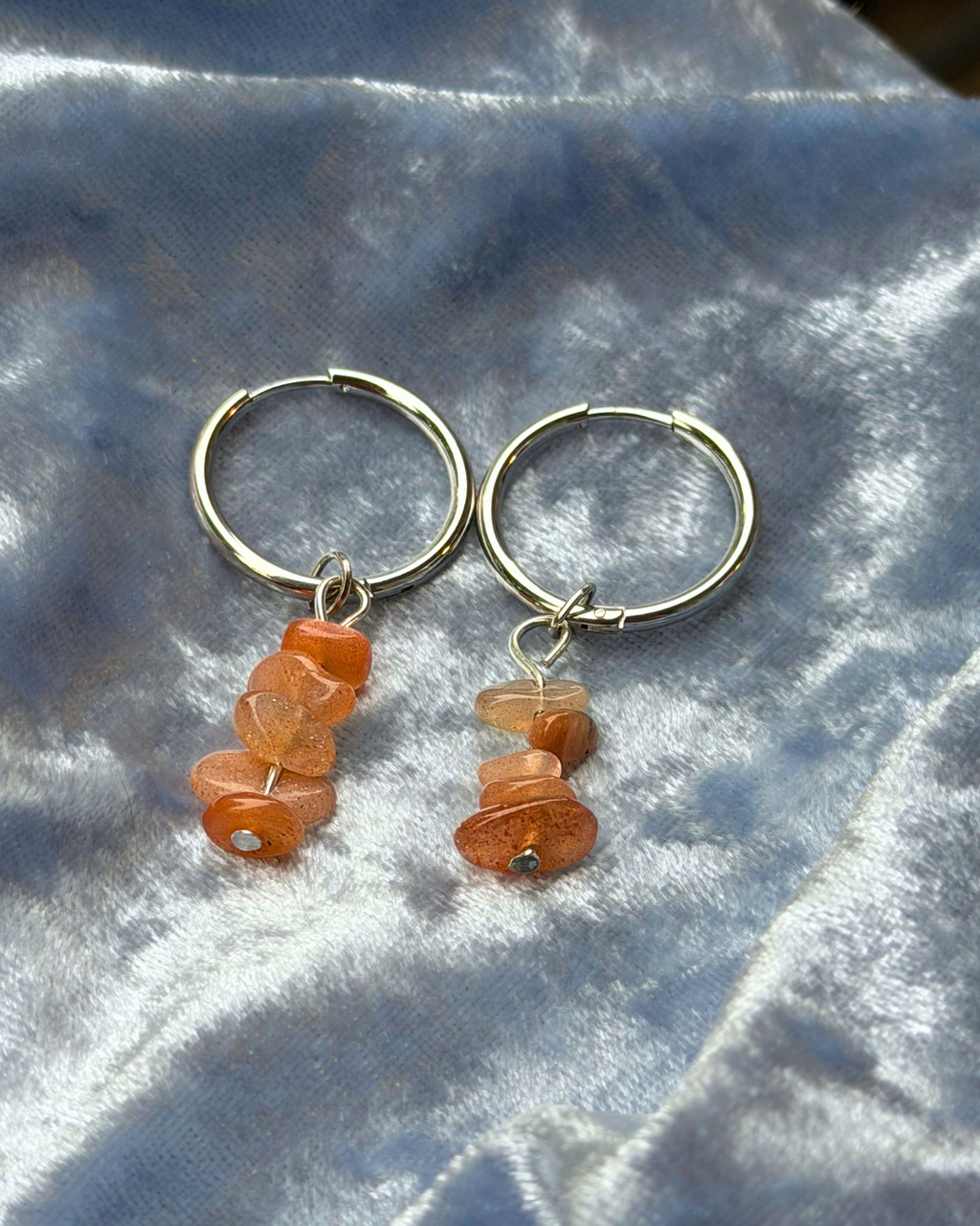 Silver 20mm Sandstone Chip Charm Earrings
