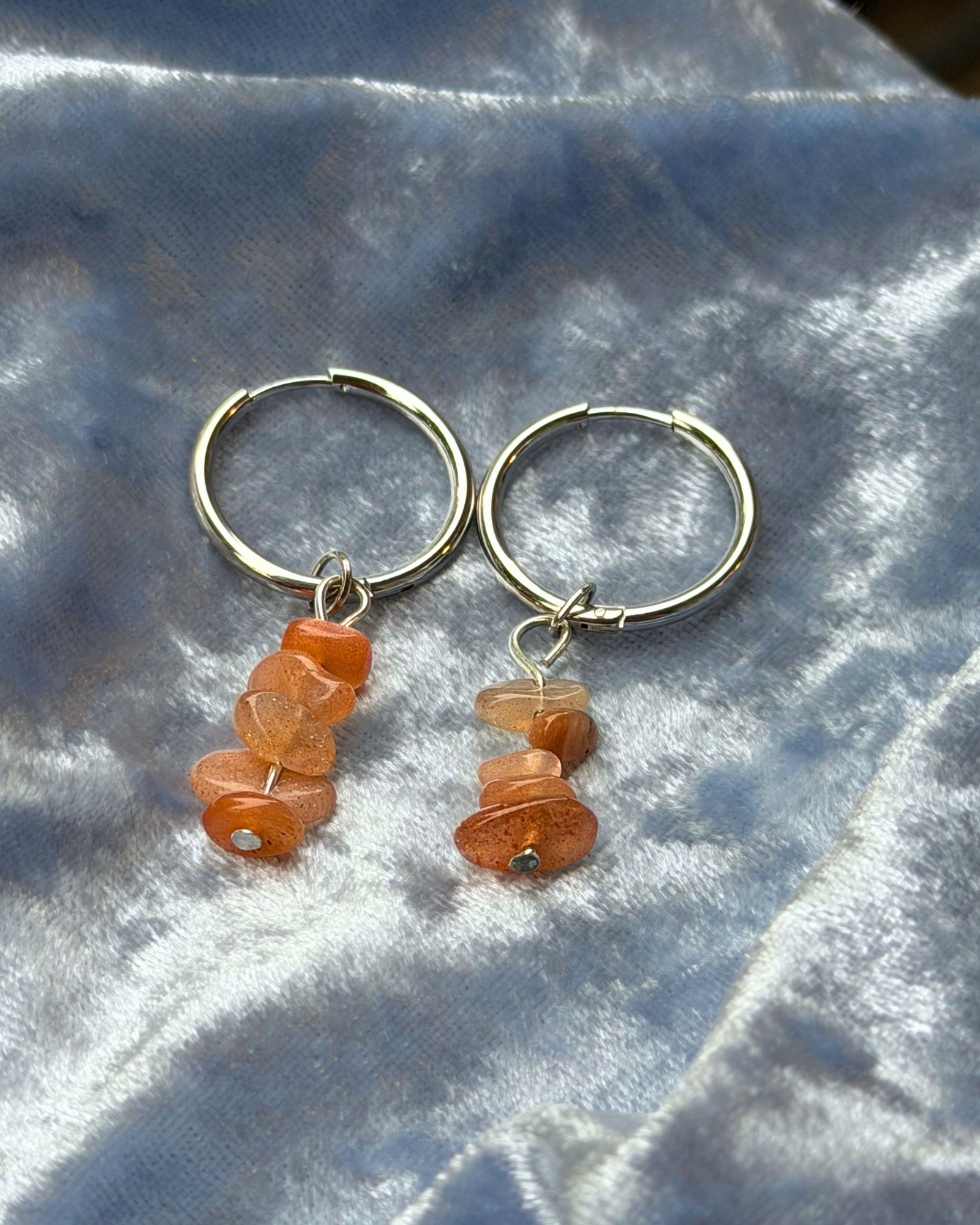 Silver 20mm Sandstone Chip Charm Earrings