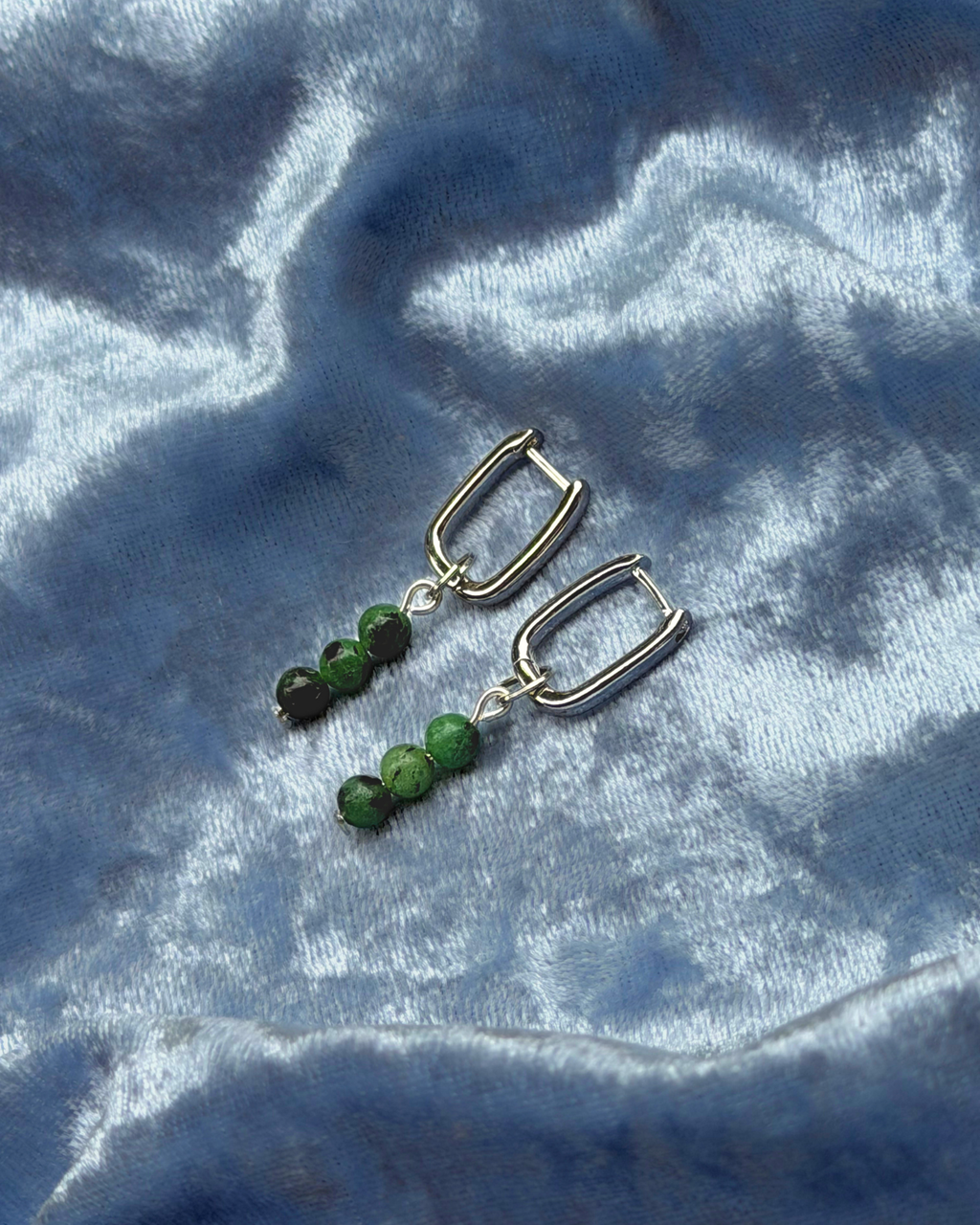Ruby Zoisite Rectangle Hoop Charms