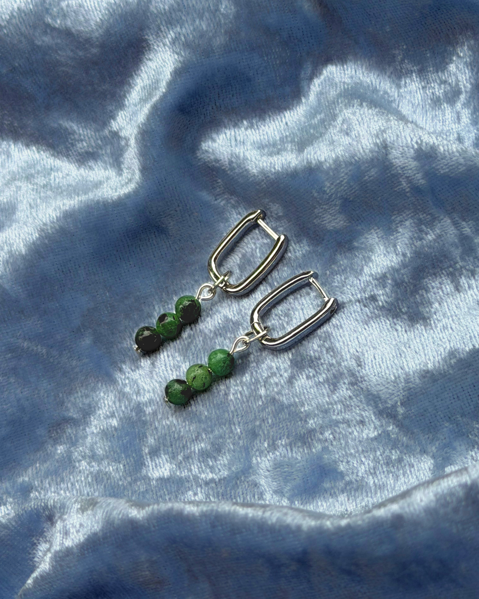 Ruby Zoisite Rectangle Hoop Charms