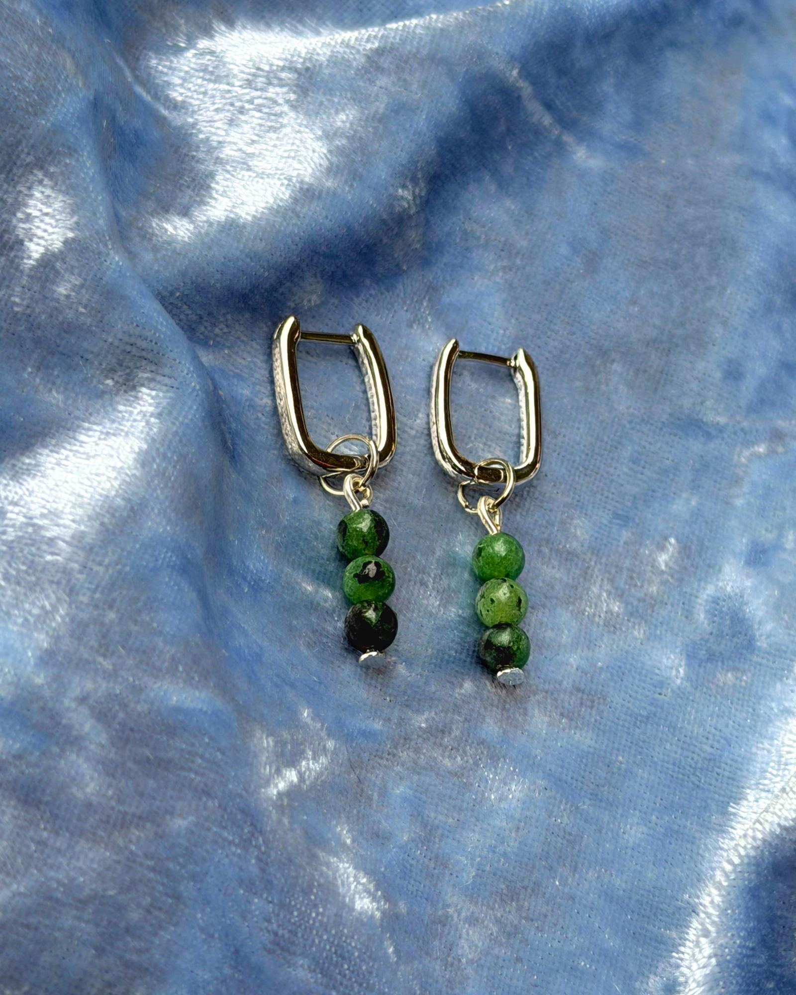 Ruby Zoisite Rectangle Hoop Charms
