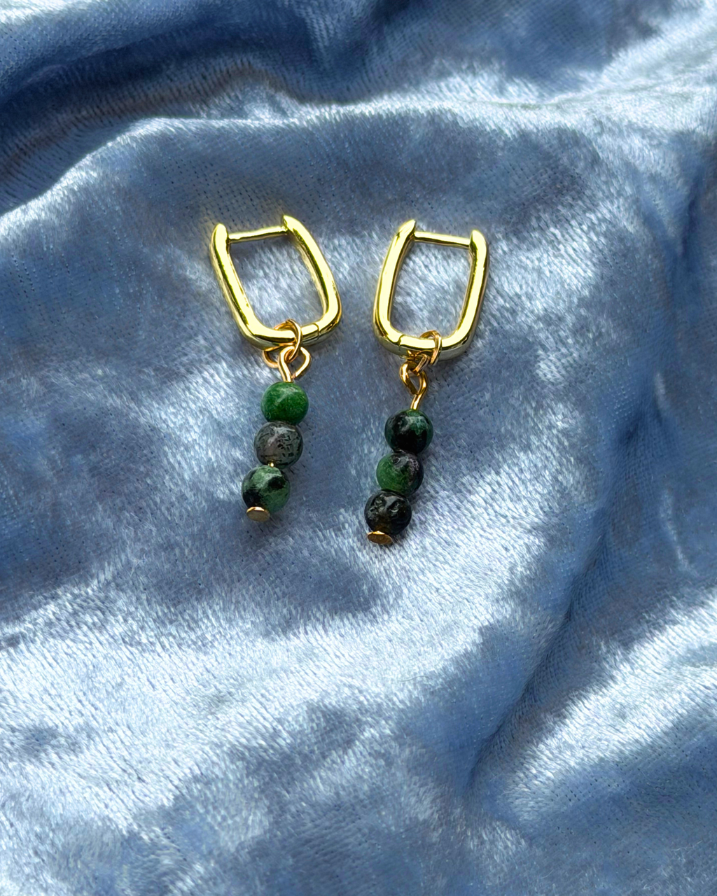 Ruby Zoisite Rectangle Hoop Charms