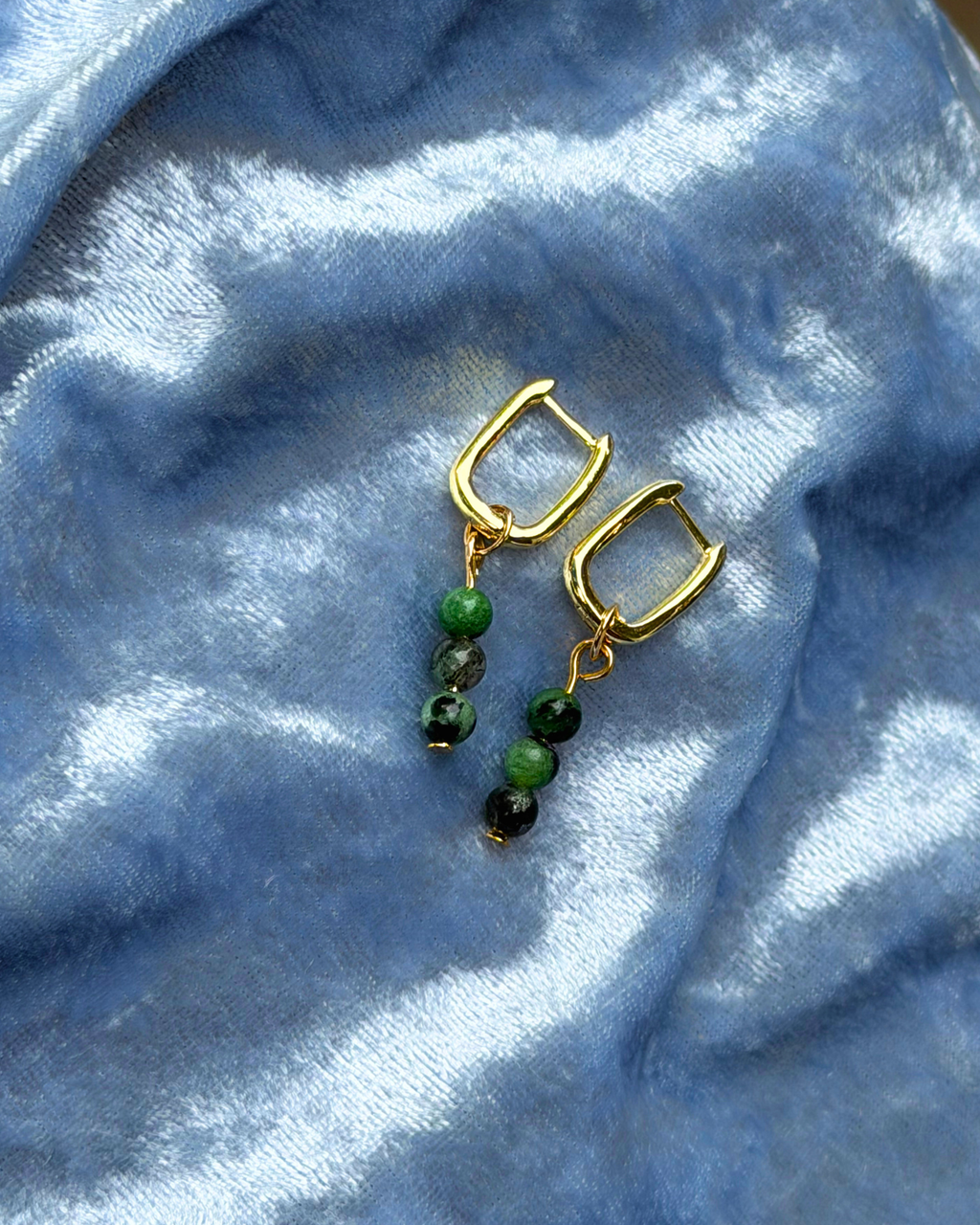 Ruby Zoisite Rectangle Hoop Charms