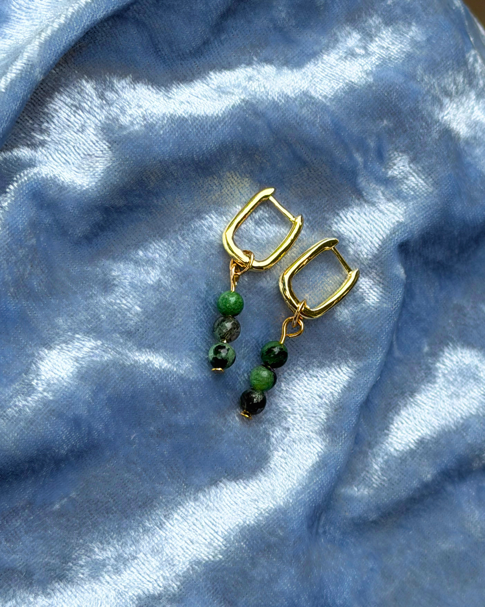 Ruby Zoisite Rectangle Hoop Charms