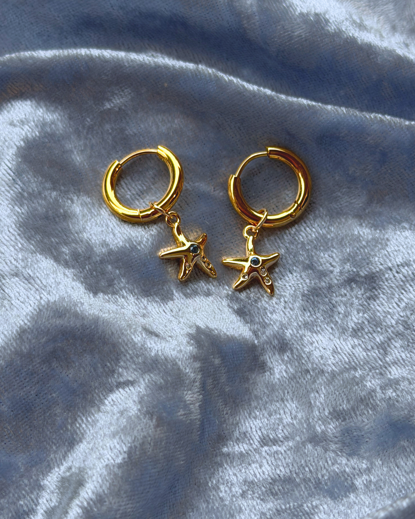 Gold Starfish Hoop Earrings
