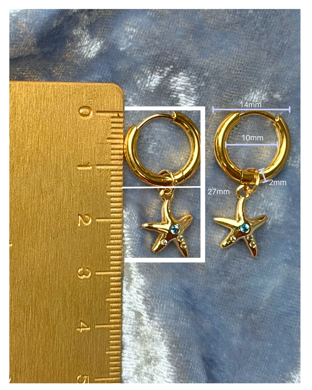 Gold Starfish Hoop Earrings