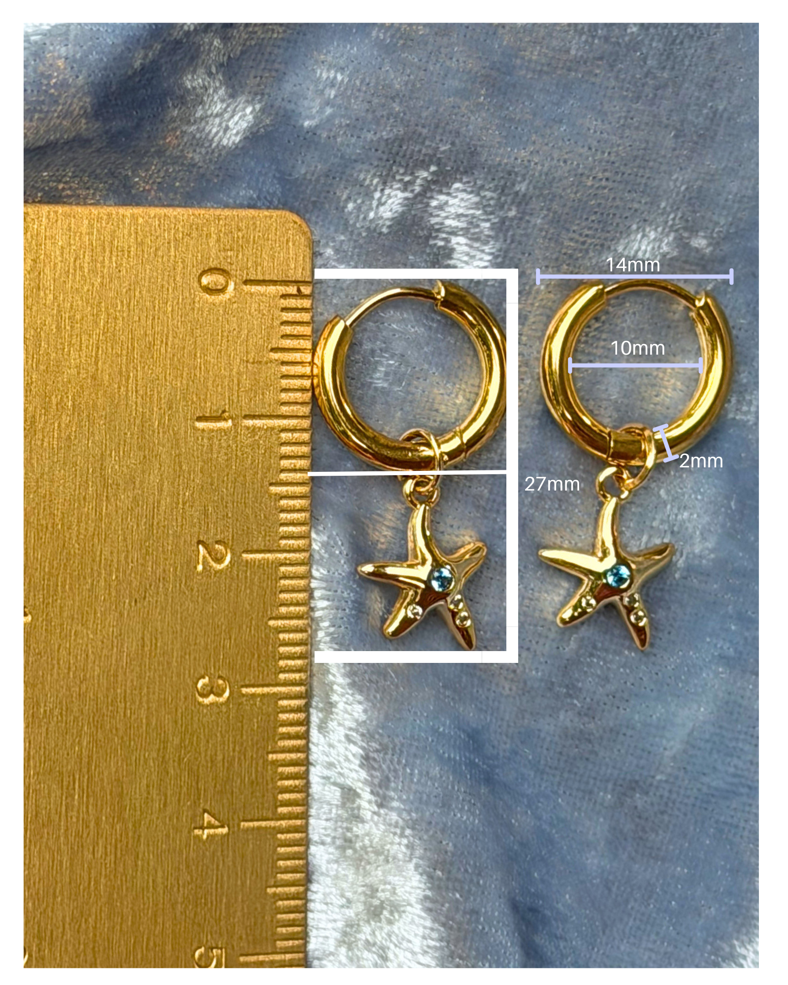 Gold Starfish Hoop Earrings