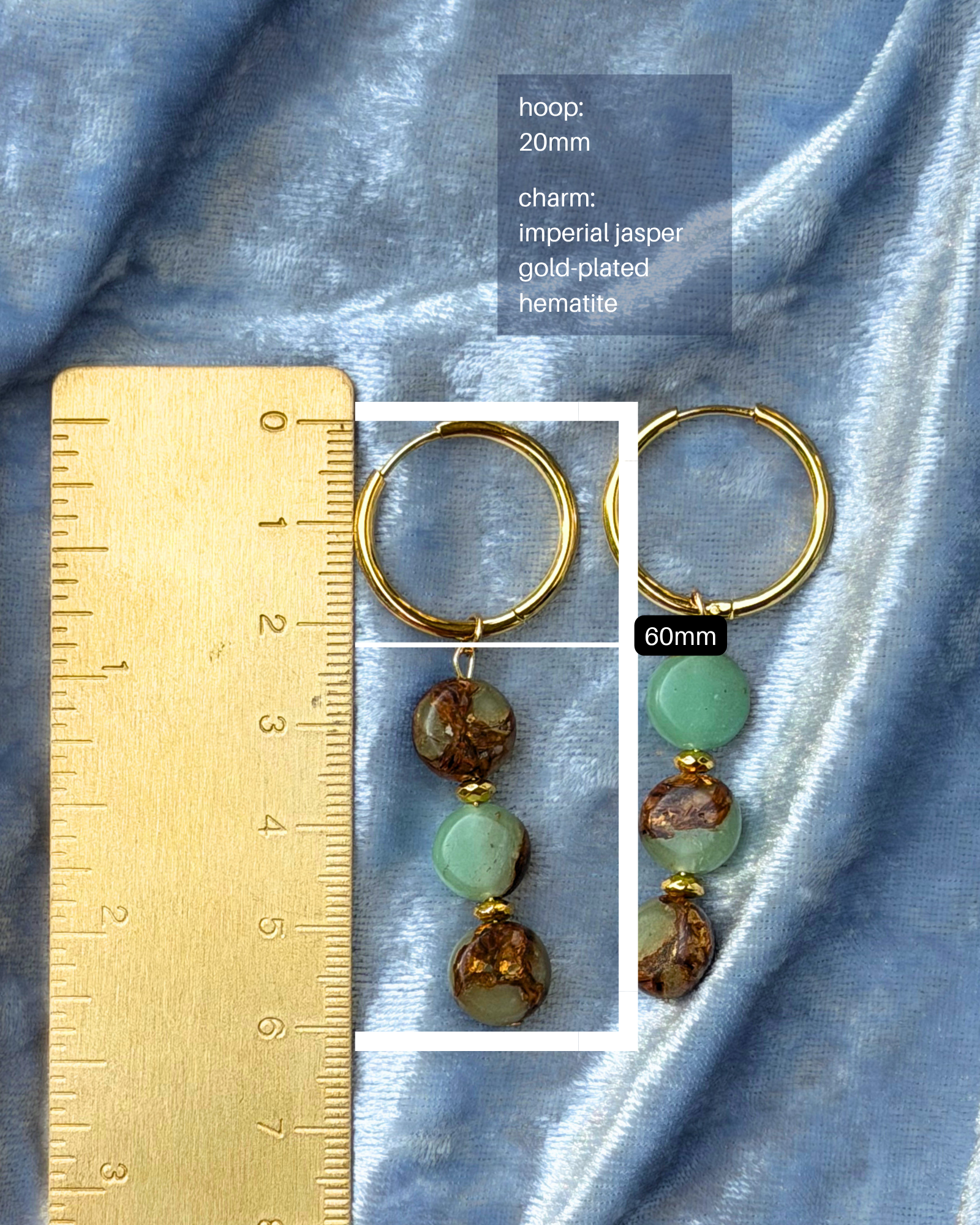 Imperial Jasper Charm Hoops 20mm