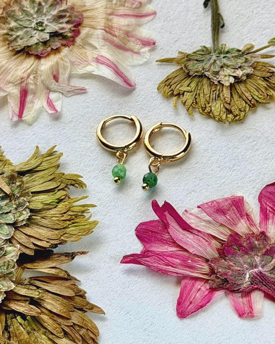 Genuine Zoisite Charms on 12mm Hoops