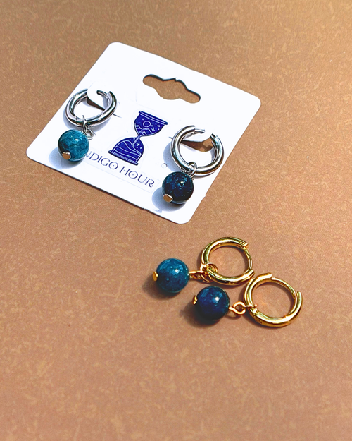Blue Kyanite 14mm hoops - Gold