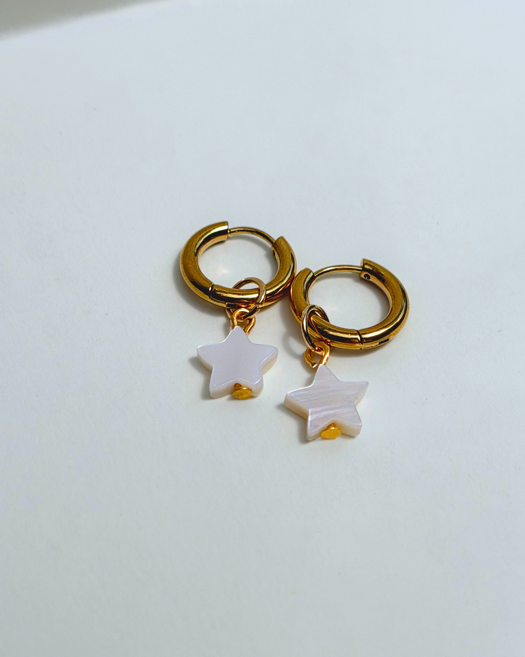 Star Seashell Charm Hoops