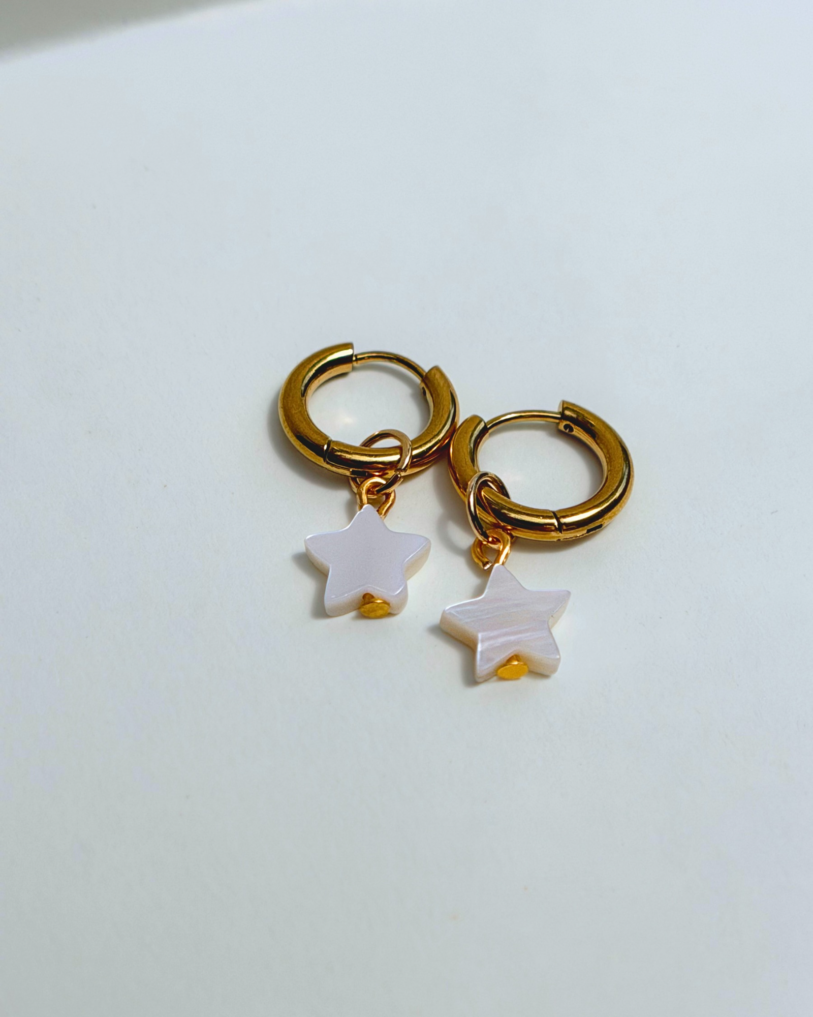 Star Seashell Charm Hoops