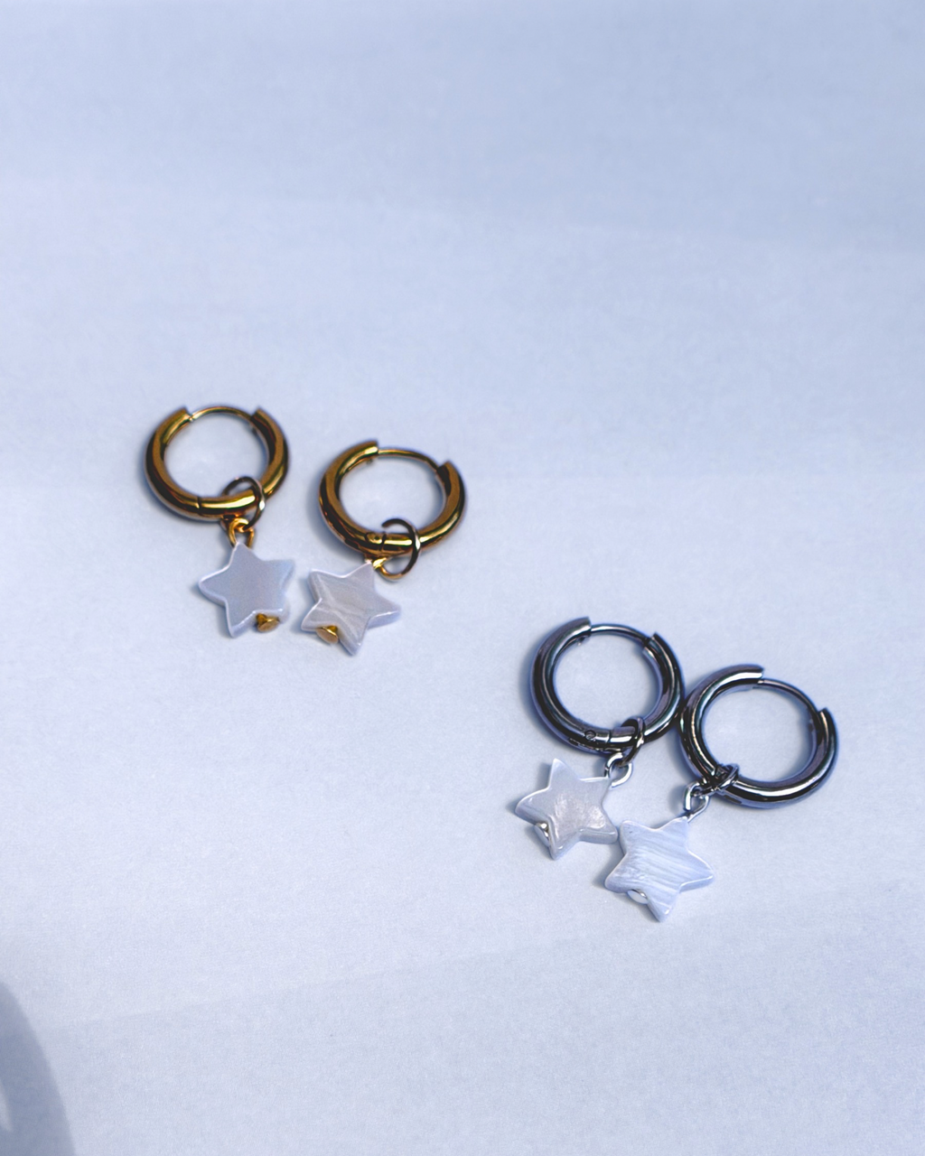 Star Seashell Charm Hoops