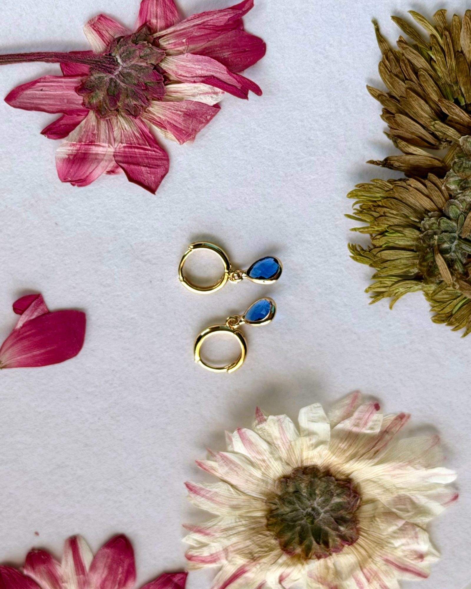 Blue Charm 12mm Gold Hoop