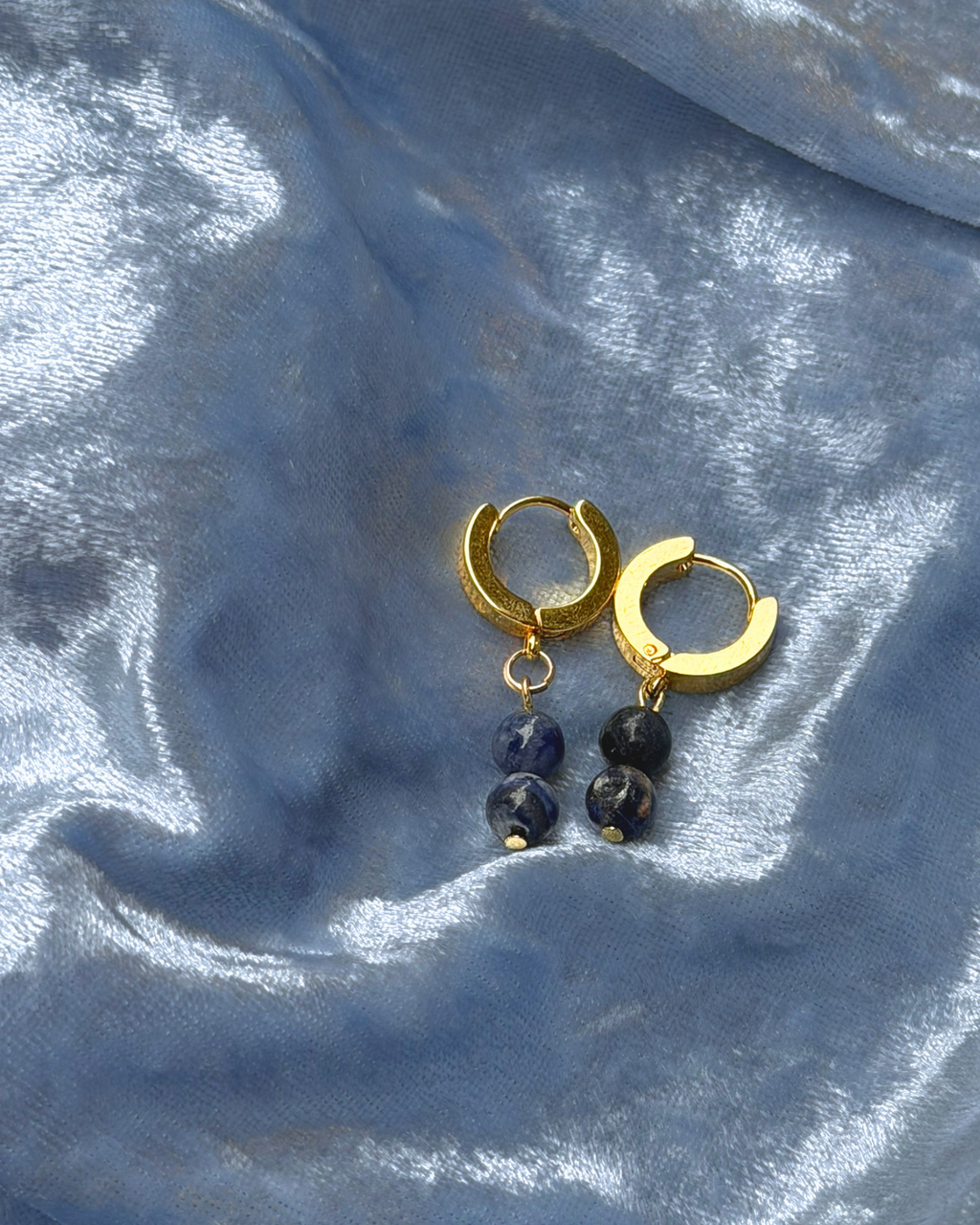 Blue Sodalite Golden 12mm Huggies