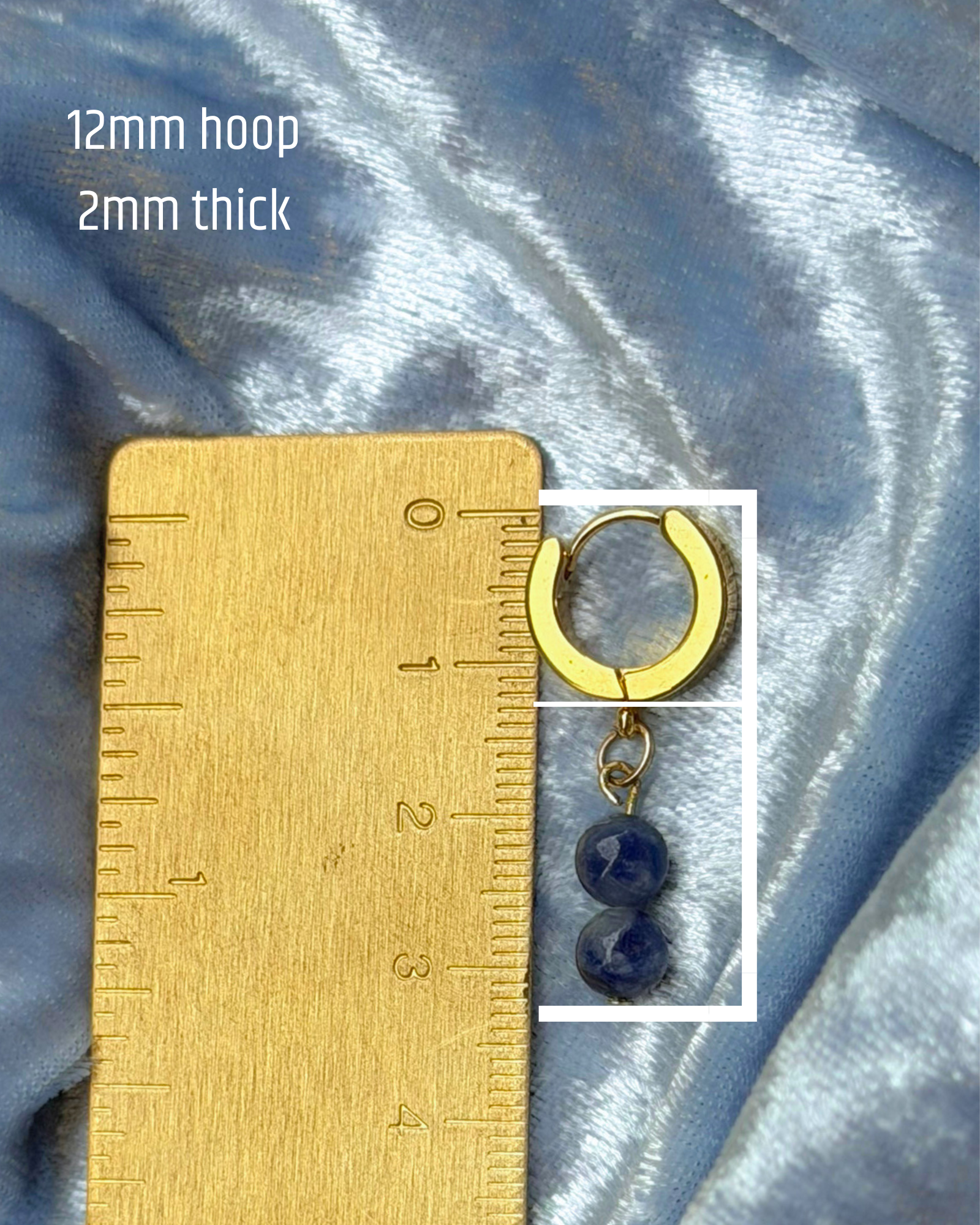 Blue Sodalite Golden 12mm Huggies
