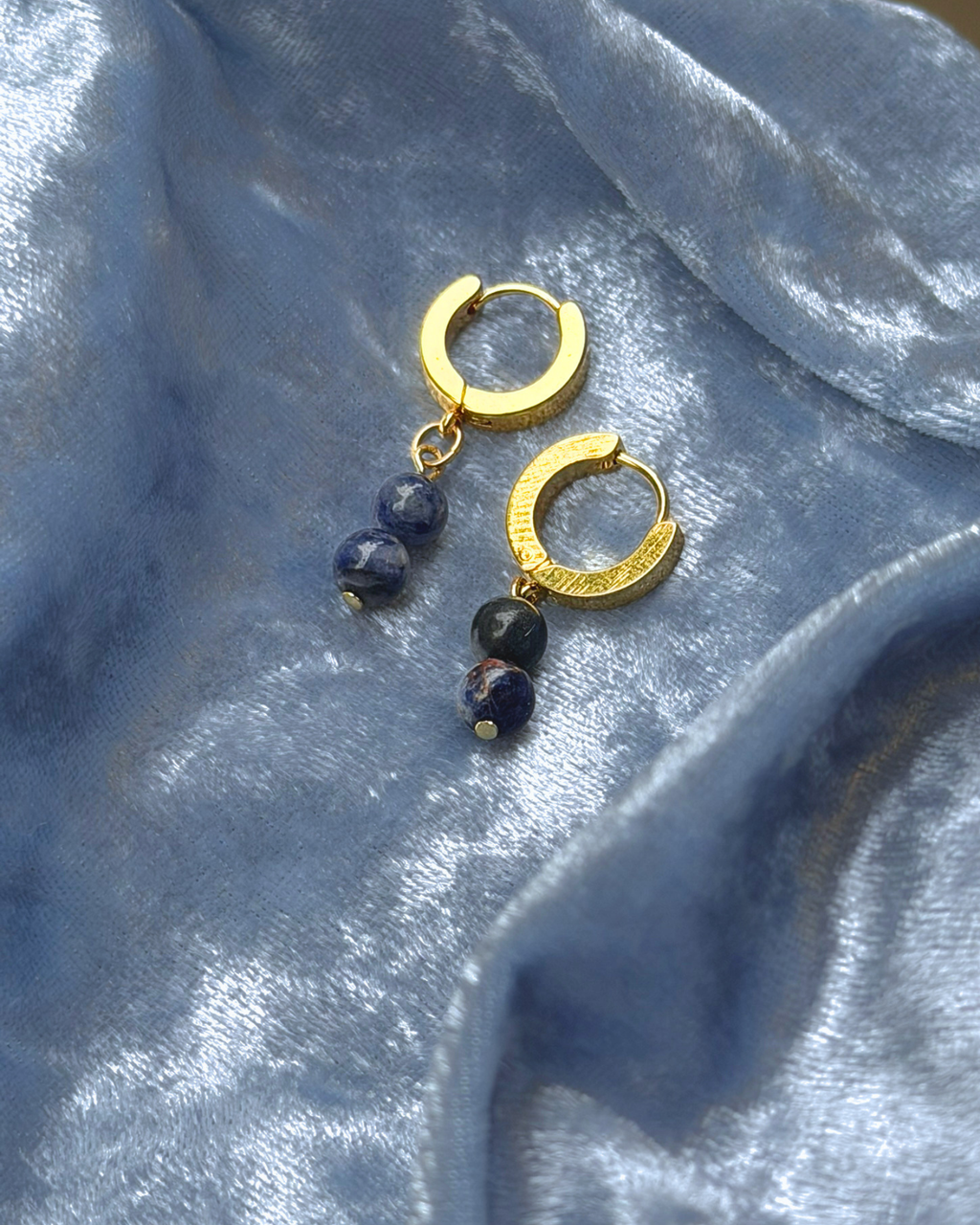 Blue Sodalite Golden 12mm Huggies