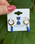Dyed Blue Genuine Dolomite Jasper Gold Huggies