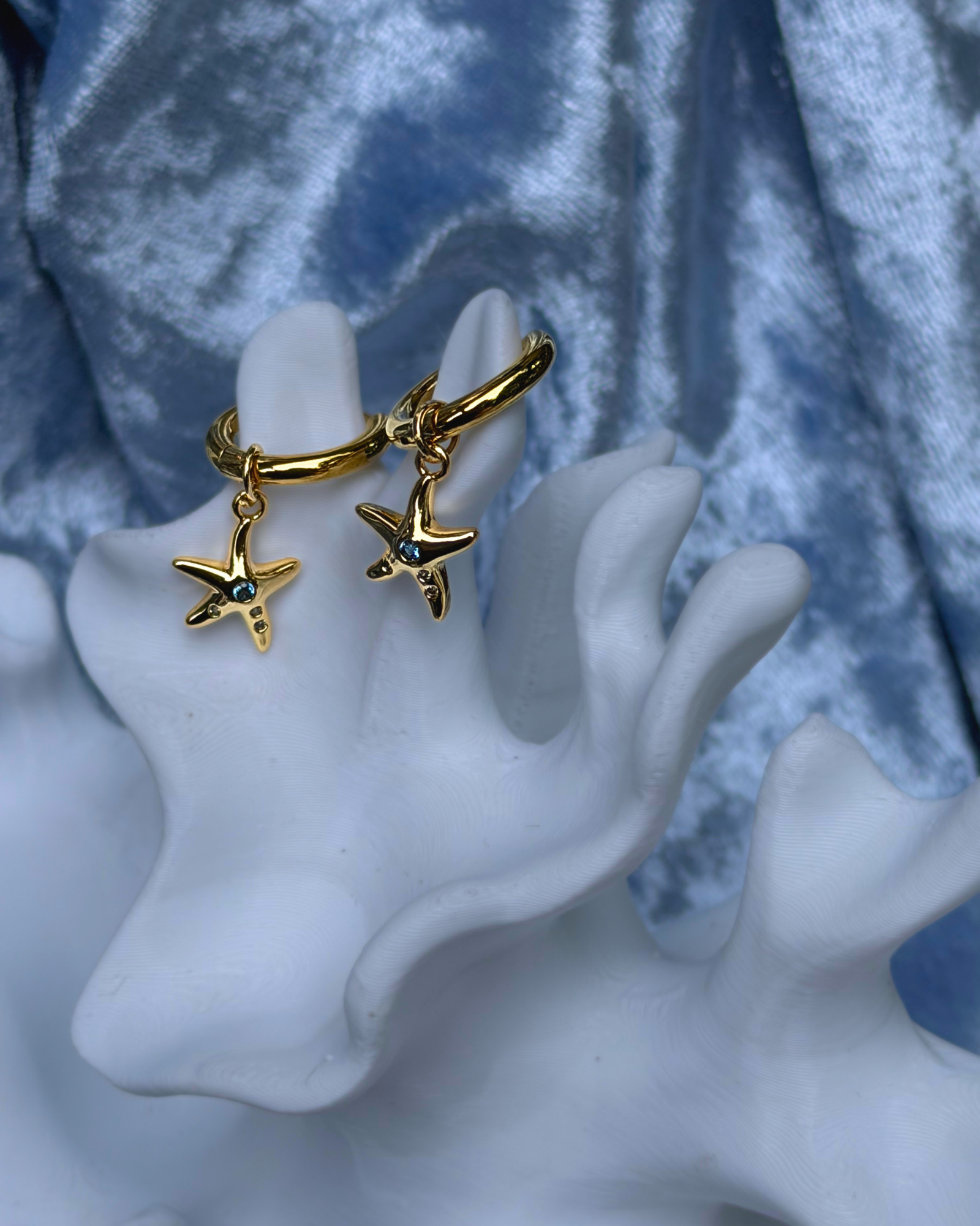 Gold Starfish Hoop Earrings