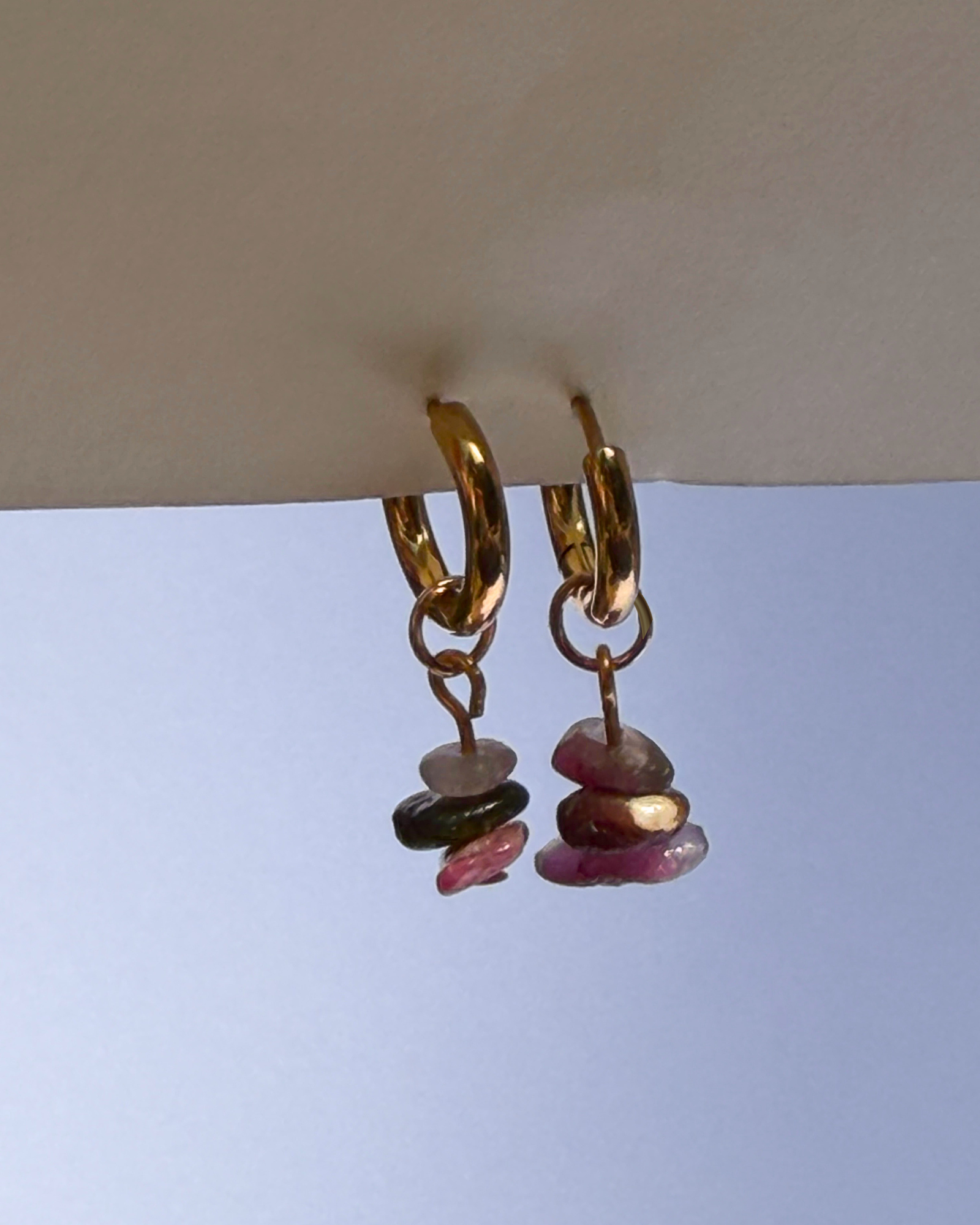 Tourmaline Chip 14mm Hoops