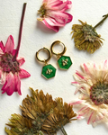 Golden Hoops with Green Bee Charm