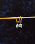 Light blue freshwater Pearl 14mm Charm Hoops