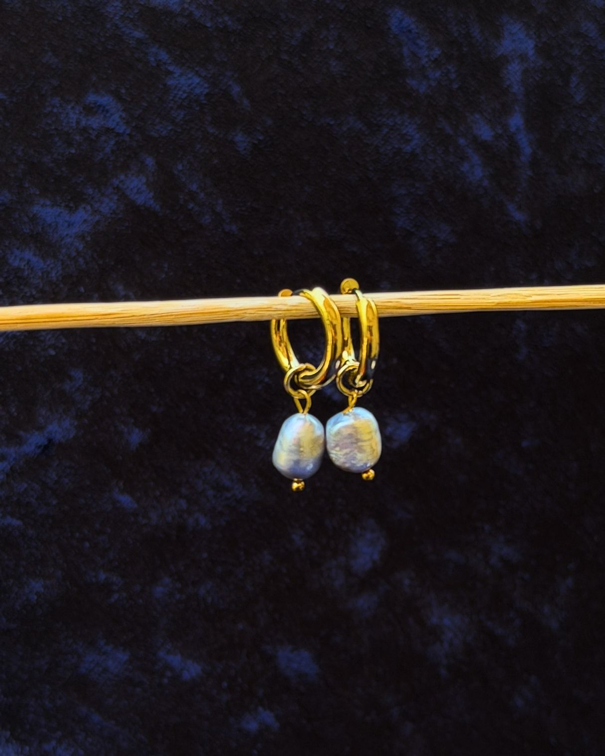 Light blue freshwater Pearl 14mm Charm Hoops