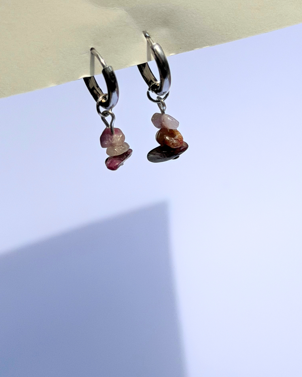 Tourmaline Chip 14mm Hoops