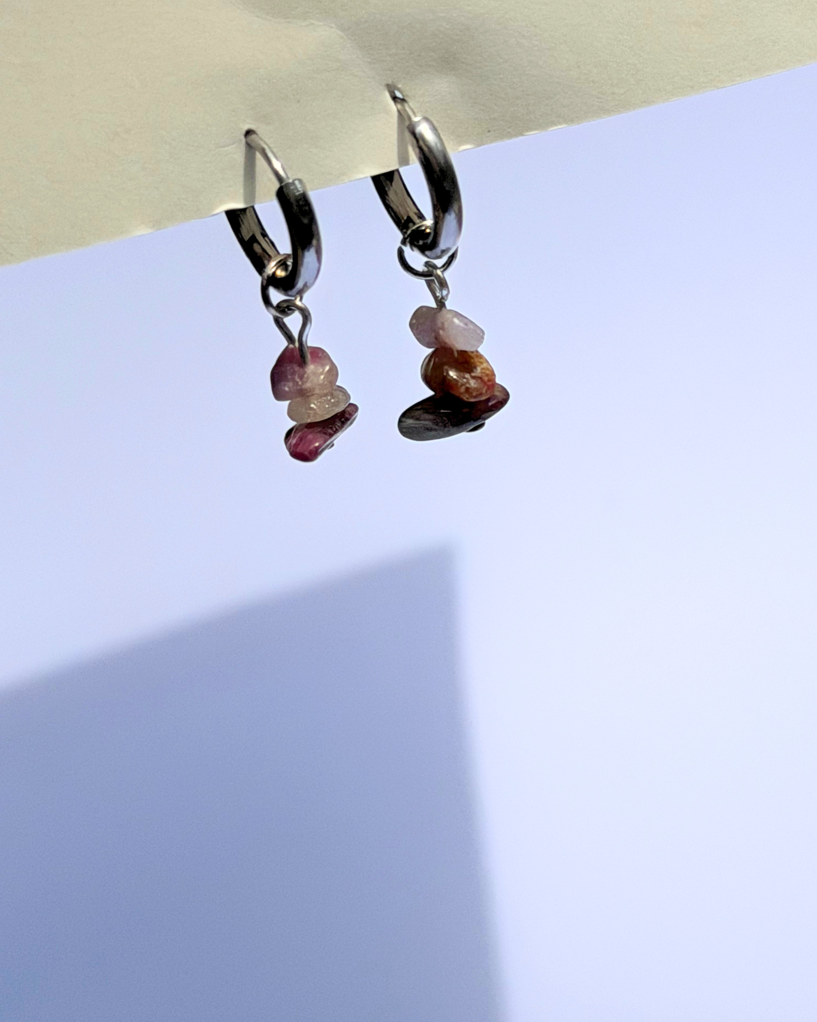 Tourmaline Chip 14mm Hoops