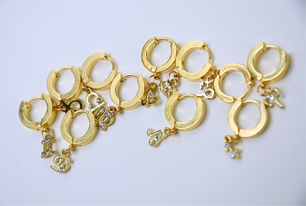 Golden Zodiac Hoops